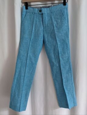 Appaman Boys Bright Sky Blue Cotton Linen Blend Touser Pants Size 10 Years